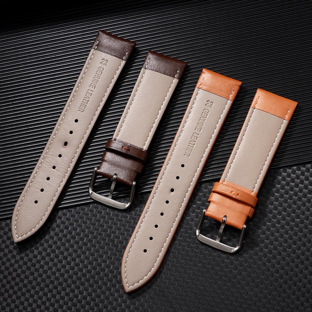New Calfskin Leather Strap 12mm 14mm 16mm 18mm 20mm 22mm 24mm Bracelet for Samsung Watch4/5/6/7 40mm 44mm Classic Universal Band
