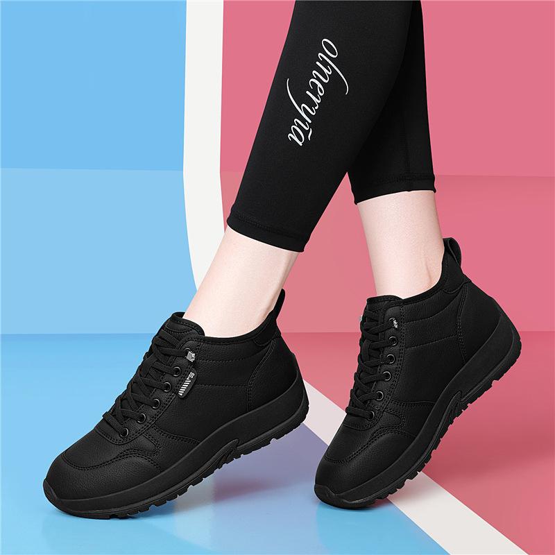 

New casual sports shoes autumn and winter velvet women s shoes soft sole light women s high-top cotton shoes children s models 35