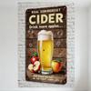 Vintage Real Somerset Cider Metal Tin Sign Rustic Wooden Background Apple & Frosty Glass Design for Bar Cafe Man Cave Home Decor
