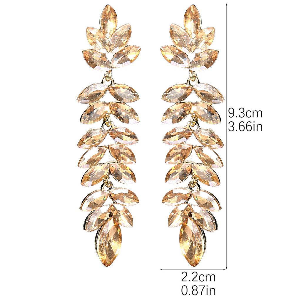 Color Glass Rhinestone Long Earrings Women Luxury Earrings Pair