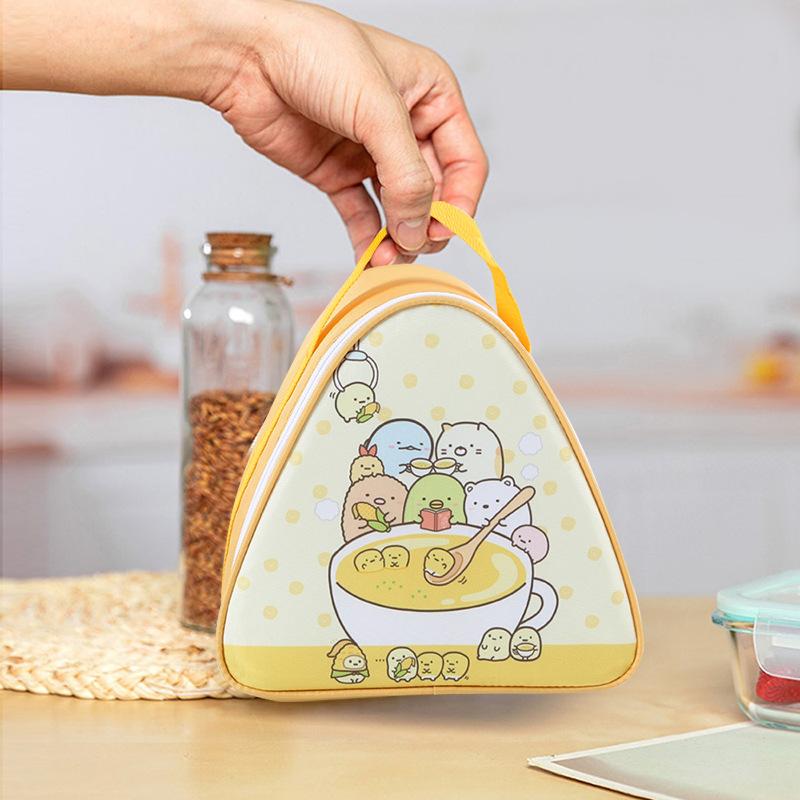 Breakfast Insulation Thermal Bag Small Triangular Rice Ball Lunch Box Bags Cute Portable Food Bento Fresh Pouch for Women Kids M 14X14X11CM жёлтый