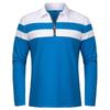 Męskie koszulki polo z długim rękawem w paski, z zamkiem 1/4, bawełniane, patchworkowe, z kołnierzykiem, casualowe, modne, pulower, slim fit, koszulka golfowa