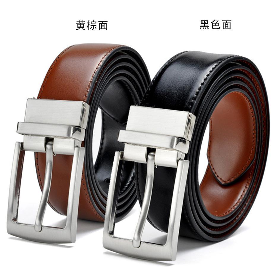 Men'S Simple Pin Buckle Double-Sided Belt, Casual Belt Belt Belt Rotating Buckle