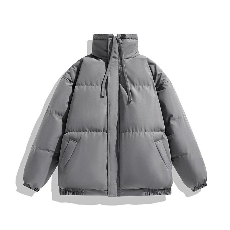Winter Women’s Casual Simple Down Cotton Short Jacket Stand Collar Drawstring Zipper Hem Elastic Cotton Jacket Solid Thicken Warm Short Puffer Jacket