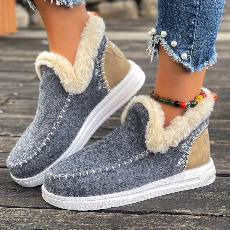 Large Size Snow Boots for Women's Autumn and Winter New Velvet Thickened Lightweight Warm Cotton Shoes for Women