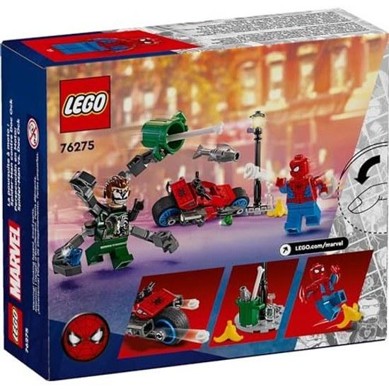 LEGO Marvel Bike Chase Spider-Man vs. Doc Ock Building Toy Stud Shooter Web Blaster includes 2 Mini Figures Superhero Boys Girls Ages 6 Up 76275