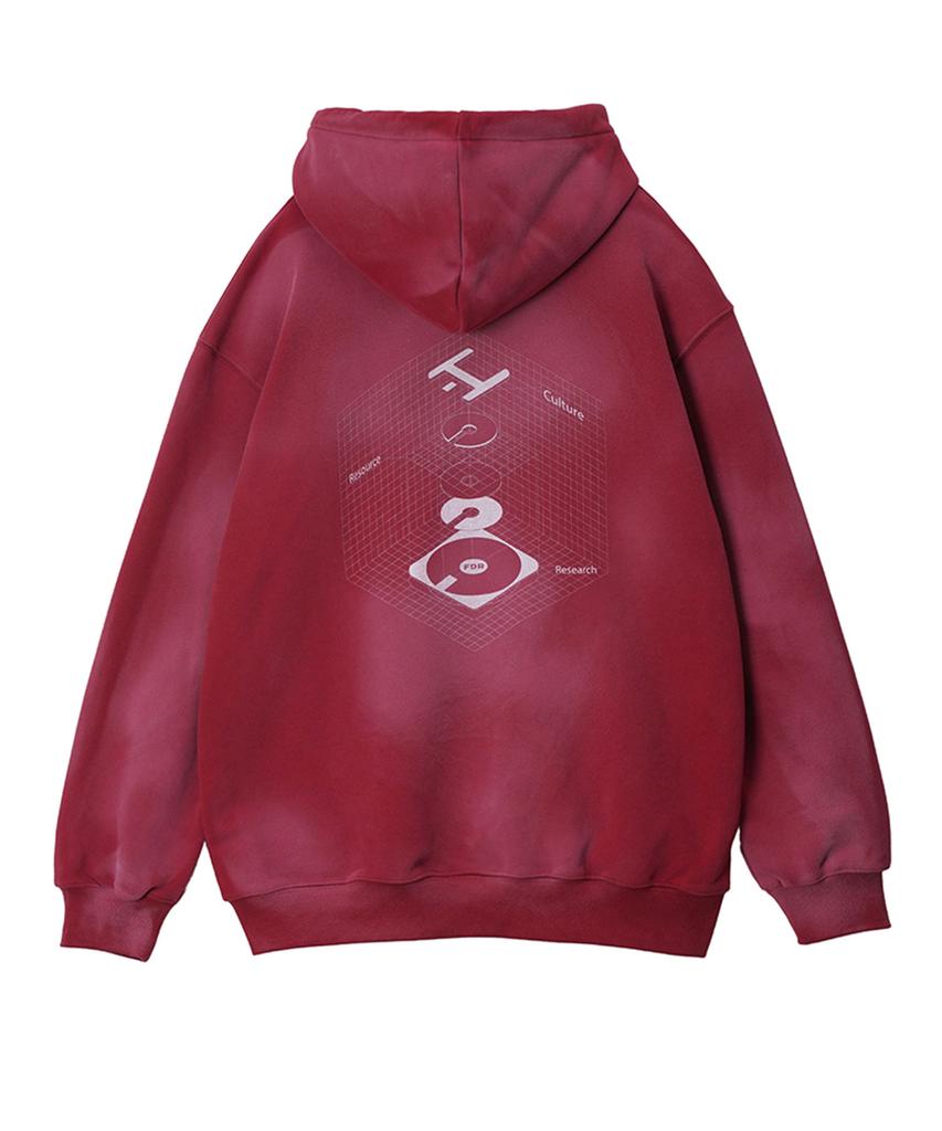 White Air Brushed Blue Print Hood_Red