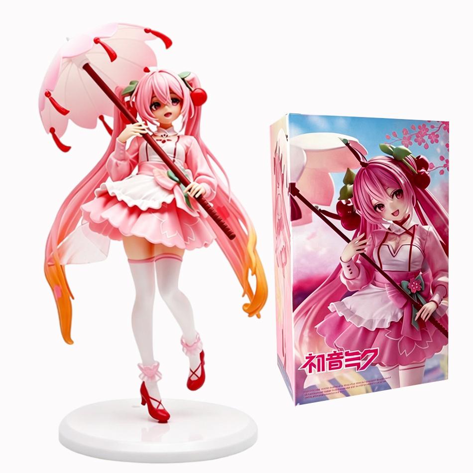 Anime Figurine 19/23Cm Hatsune Standing Posture Umbrella Cherry Blossom Cute Sweet Action Model Pvc Toy Collection Gift In Stock