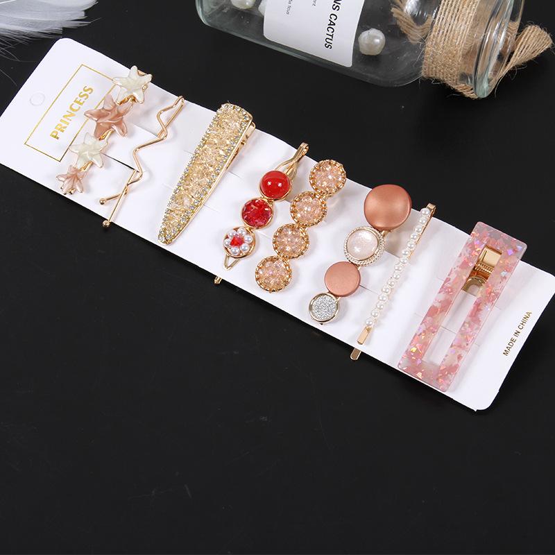 High End Pearl Material Heart Star Cute Women Girls Hair Accessories Gift Princess Women Hair Clips Set