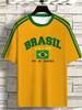 T-shirt girocollo con stampa brasiliana per l'estate, da indossare in famiglia, casual e comode, adatte per l'esterno, t-shirt estive a maniche corte.