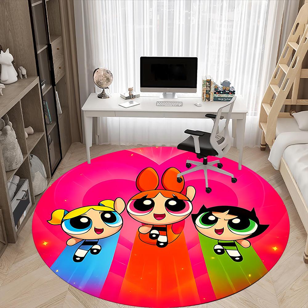 1pc Powerpuff Girls Chair Carpet for Office, Non slip, Soft and Durable Office Rug for Interior Decoration
