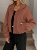 Fall Winter High Neck Zipper Drawstring Pocket Women Loose Baseball Jacket Coat