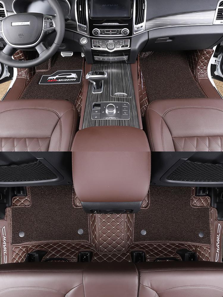 For GWM Haval H9 2017-2022 2021 Car Floor Mats Double Layer PU Leather Foot Pad Interior Floorliner Auto Accessories For LHD