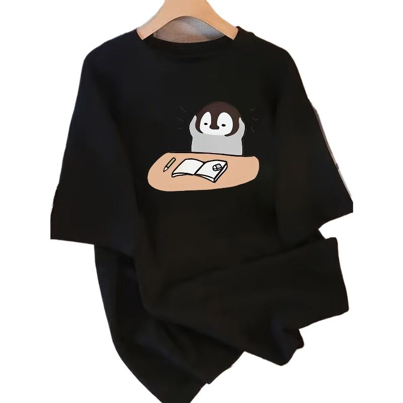 

Women Tshirt with Cute Sloth Reading Pattern Print Casual Round Neck Top Comfortable for All Seasons Womens Tshirt 3XL