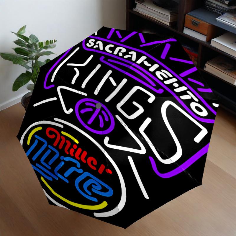 Sacramento Basketball Logo Umbrella 8-Frame for Travel, Camping, Casual Lightweight Portable Umbrella, Essential for Every Family Holidays Gift