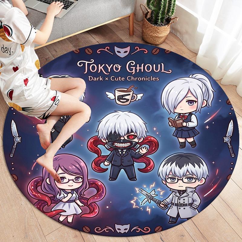 Tokyo Ghoul Round Area Rug Carpet Rug For Living Room Bedroom Sofa Playroom Decor Nonslip Floor Mat