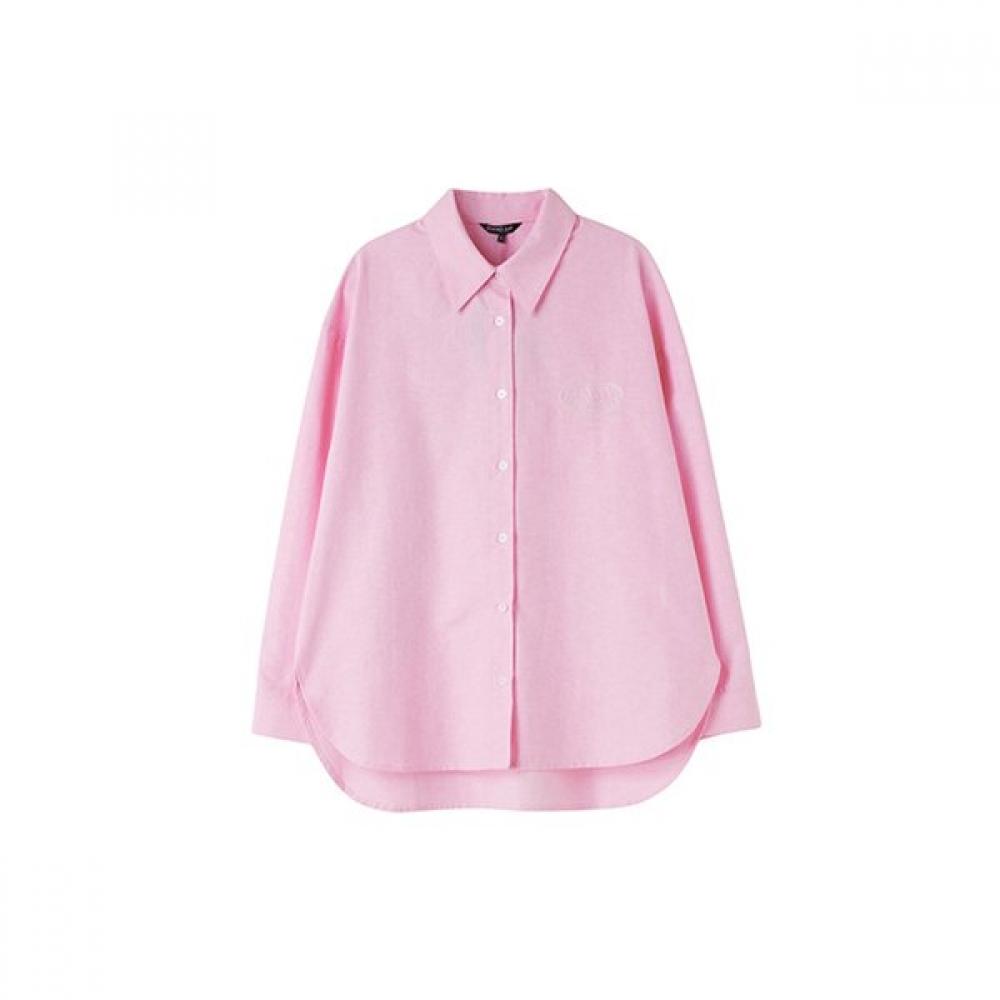 Lap Embroidered Cotton Oversized Shirt Blouse Ar1wb262 PI (pink)/FF