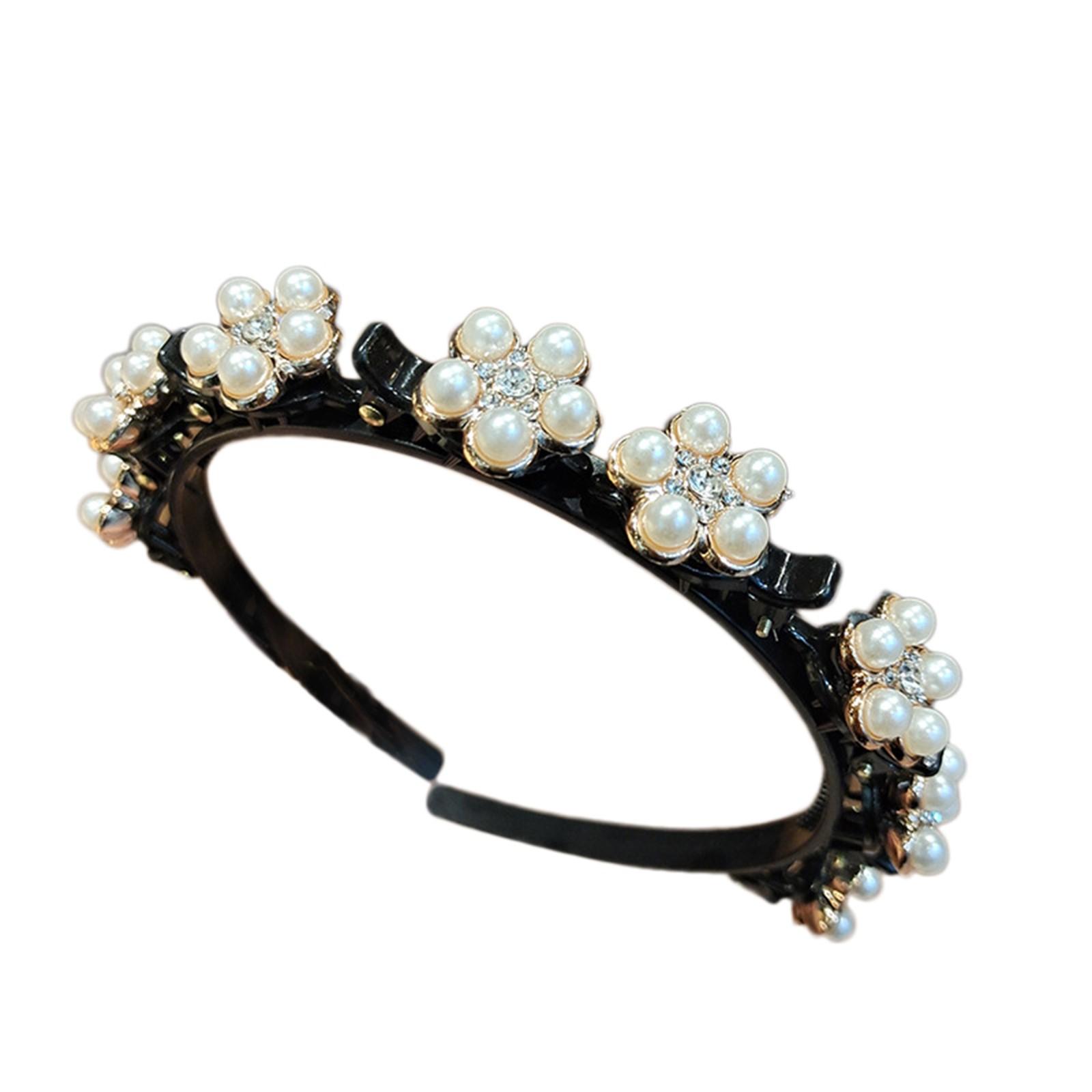 

Повязка для волос Stay Elegant из высококачественного пластика и стразов с искусственным жемчугом чёрный