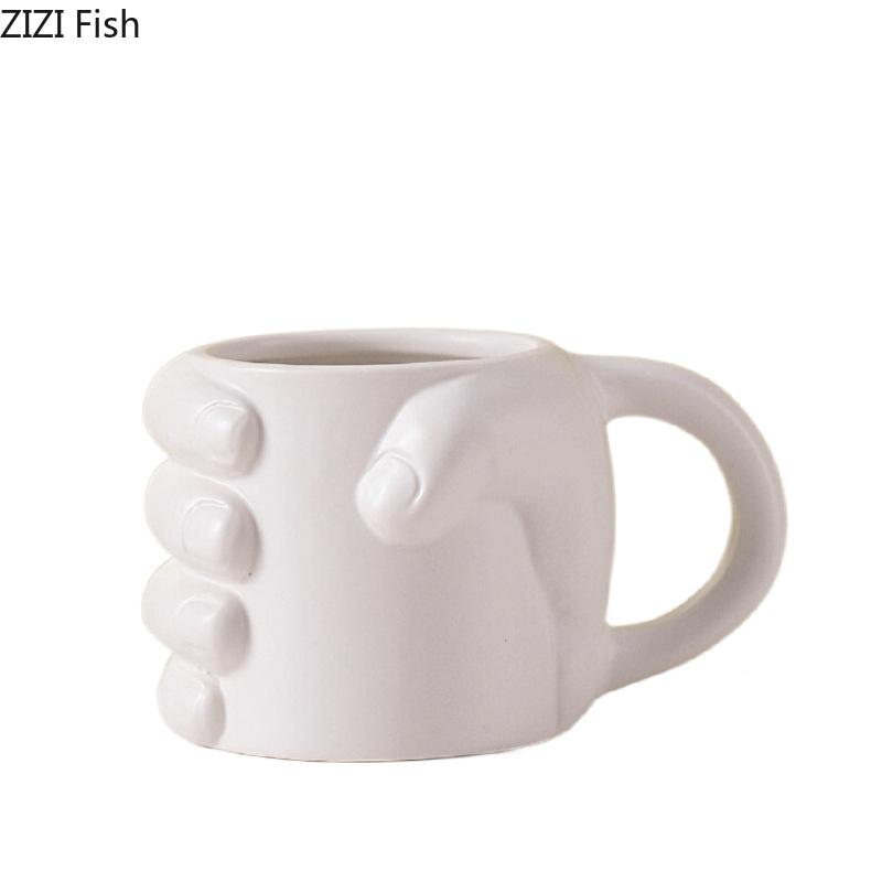 Clench Fist Shaped Porcelain Mugs Water Cup Human Body Art Coffee Mug Dining Table Afternoon Tea Teacup Fruits Juice Cup