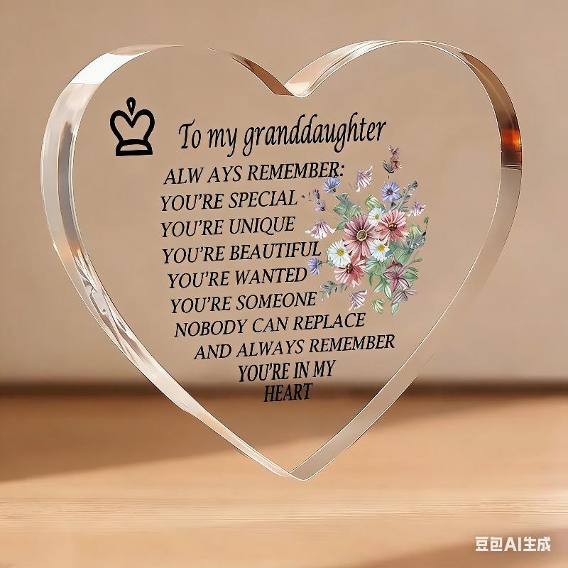 2D Flat Grandma Nana Granddaughter Gift Acrylic Desk Decor Plaque, Suitable for Wall Decoration, Porch, Room, Villa, Accents Home, Hallway, or Workpla 10*10cm