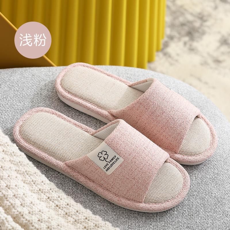 Linen Slippers Women's Summer Indoor Home Sweat-absorbing Home Non-slip Four-season Home Floor Cotton and Linen Slippers Cloth Men