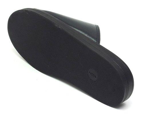 NISSEI Men's Genuine Leather Sandals with Warty Insoles, Made in Japan, 7161, Black, Size M (24.5-25.0cm)