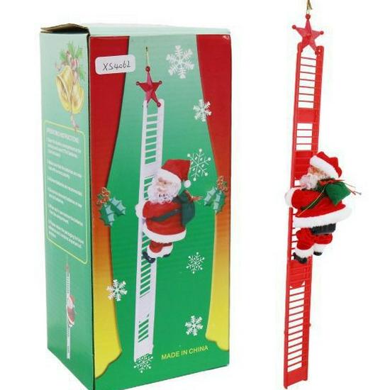 Electric Musical Santa Claus Ornament: Gold Bead String & Bow, Perfect Christmas Gift for Children