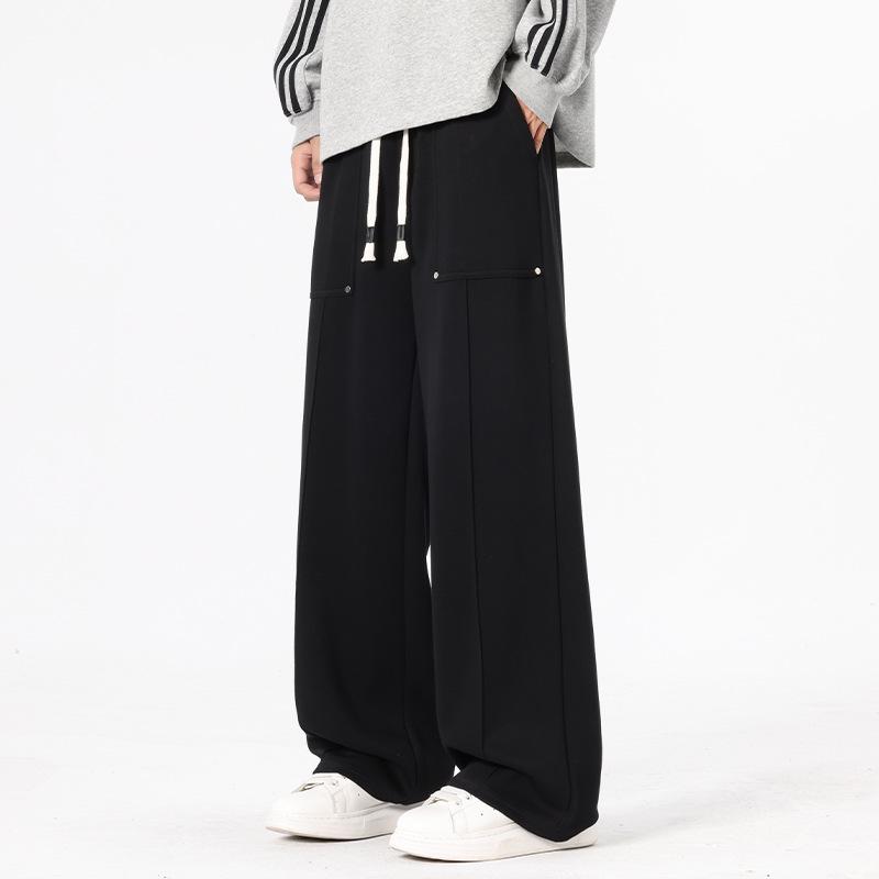 Men's American Style Casual Drapey Trousers: Spring/Autumn Loose Wide-Leg Sports Pants