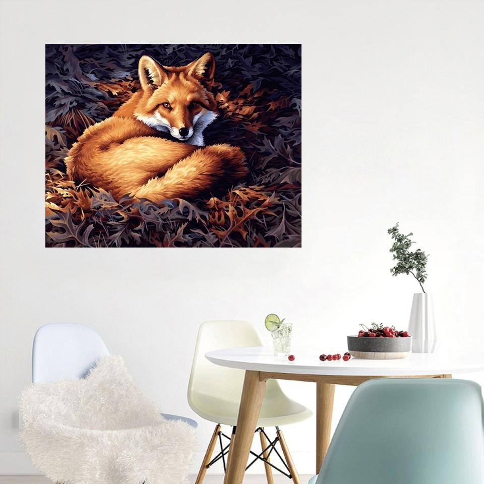 5D diamantová maľba Úplný diamant Okrúhla/štvorcová Krajina Diamantová výšivka Zvieratá Líška Obrázok Drahokameň Zvieracia Mozaika Nástenné umenie