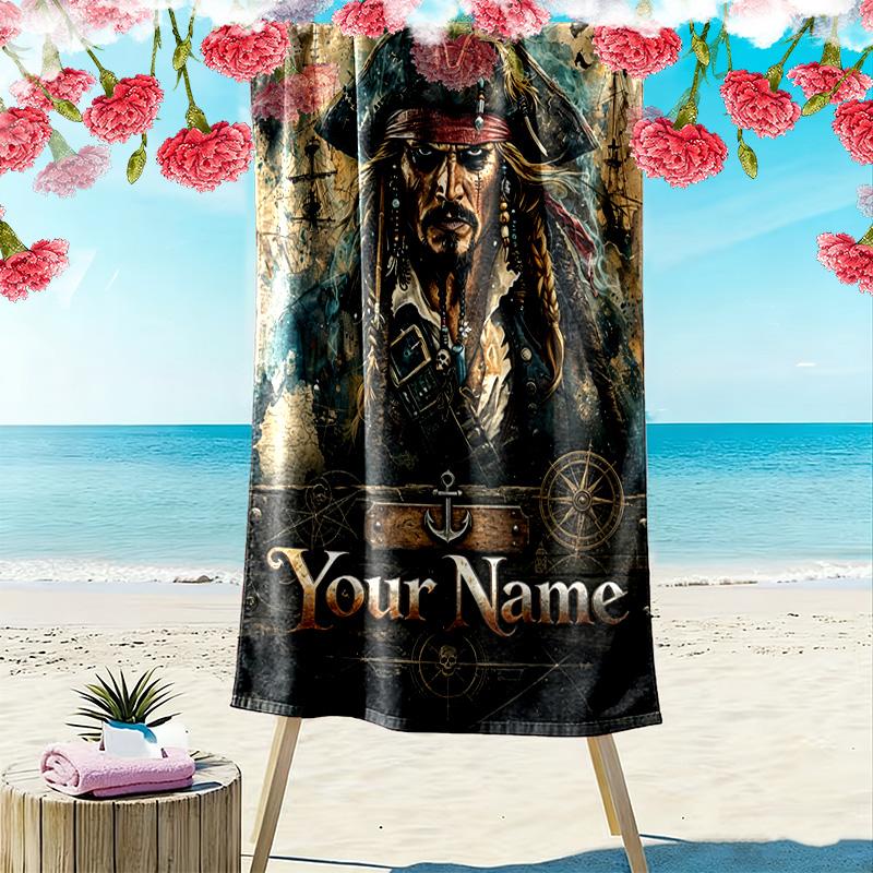 Name Custom Johnny Depp Print Beach Towel, Large Soft Quick Dry Towel for Beach Camping Swimming