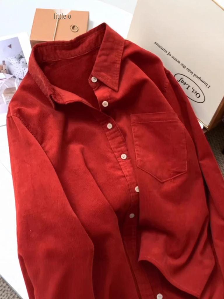 Women's Artistic Retro Corduroy Long-Sleeved Shirt - 2025 Autumn Collection