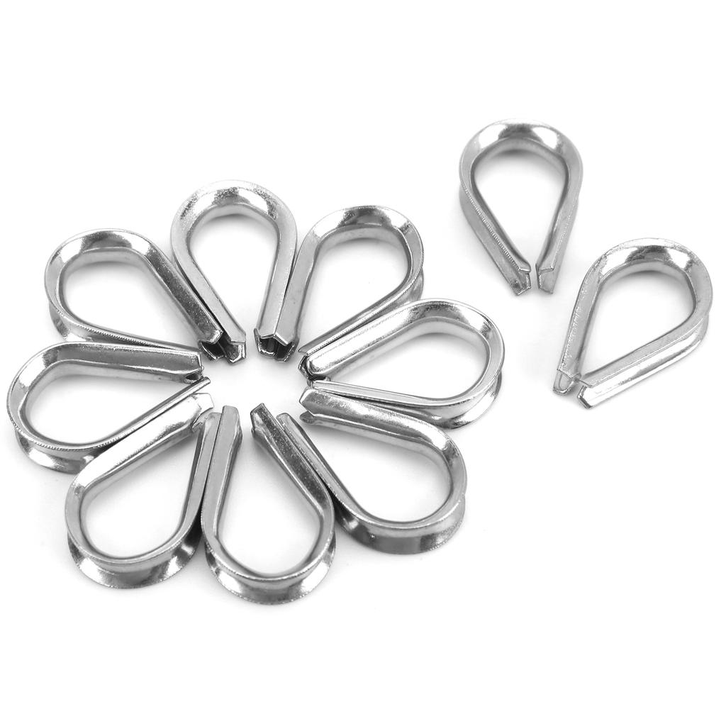6MM Stainless Steel Boat Wire Rope Clamps Cable Protective Rings Thimbles Clamps