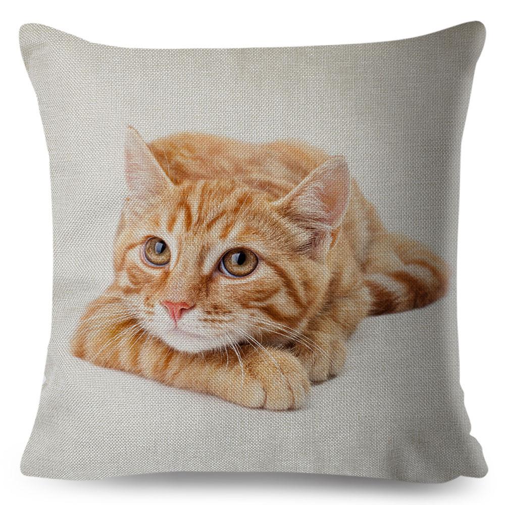 Cute Cat Pillowcase Decor Lovely Pet Animal Print Cojines Cushion Cover Polyester Pillow Case for Home Sofa Children Room 45x45