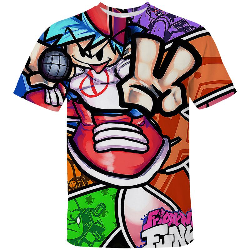 

Friday Night Funkin Game Детские футболки с 3D принтом Модные детские футболки с короткими рукавами в стиле хип-хоп в стиле панк Повседневная уличная одежда 100