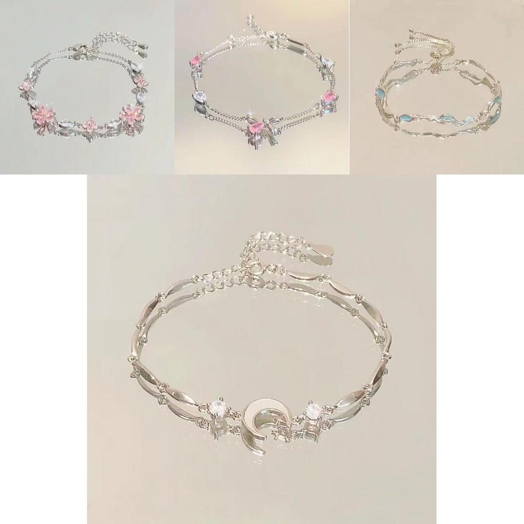 Fashion Floral Alloy Bracelets With Moon Charm For Women And Men