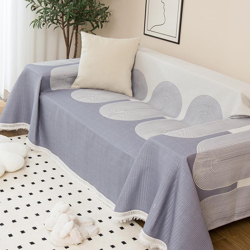 Sofa Cover for All Seasons, Printed Waffle Cushion, Non-slip All-in-one All-inclusive Sofa Cover Cover