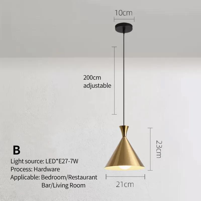 Nordic single head chandelier golden small suspended lamp for home bedroom bedside bar clothing store cafe pot lid creative lamp