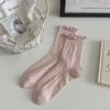 Summer Thin Ballet Style Hollow Mesh Fungus Lace Socks Boneless Black And White Medium Tube Stacking Socks