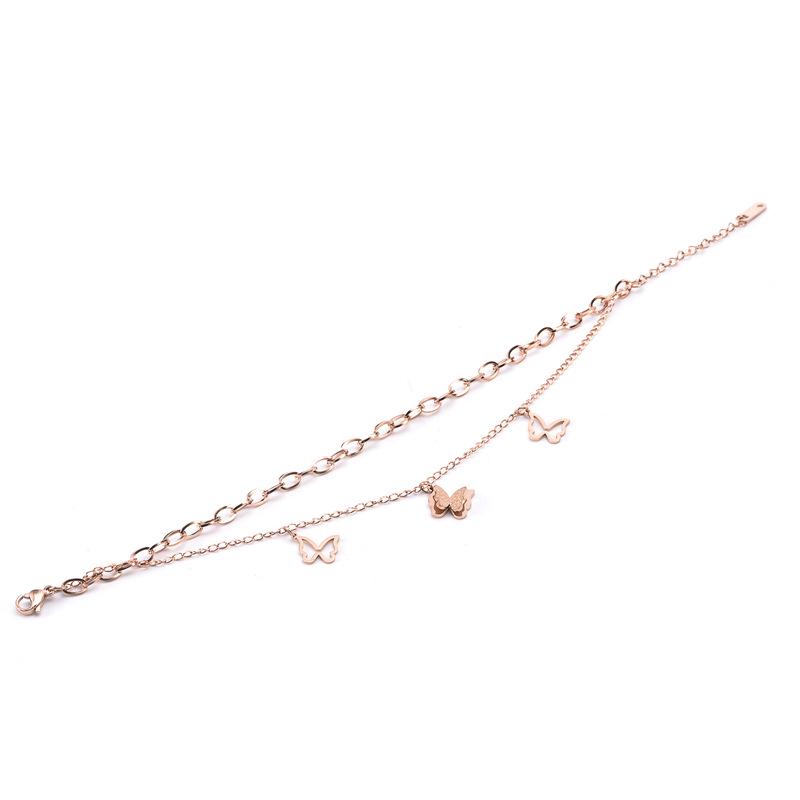 Elegant Double-Layer Titanium Steel Butterfly Bracelet for Women - New Hollow Design