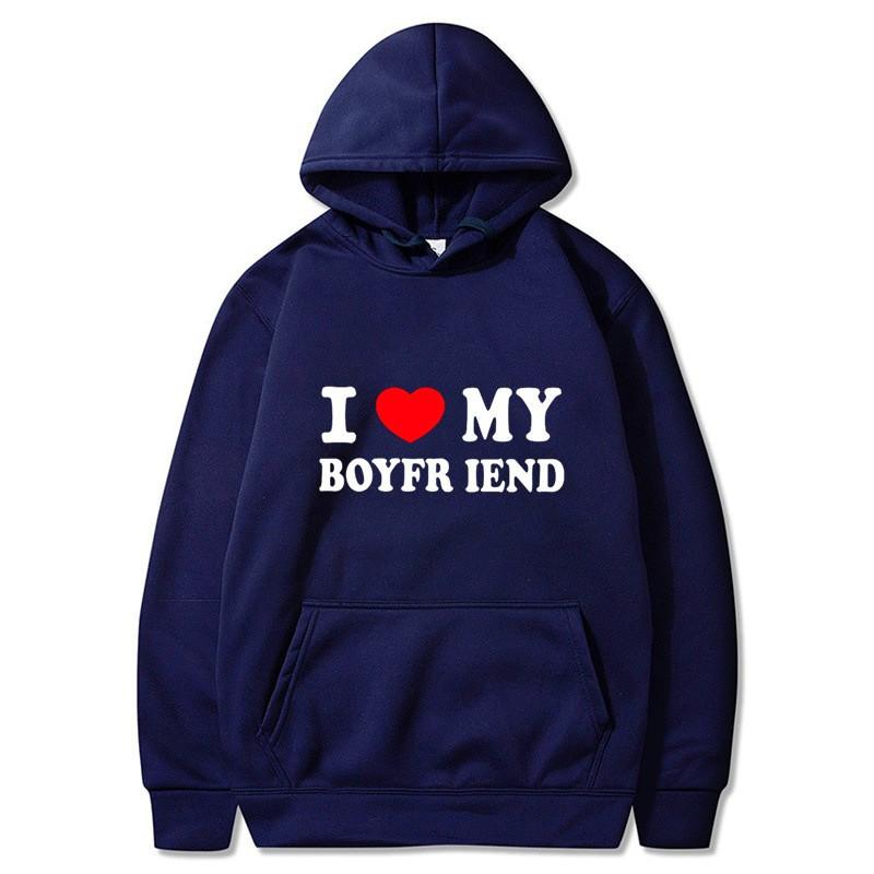 

Cross border e-commerce casual European size I love my girlfriend printed hooded sweatshirt sports Gothic winter home long sleev 3XL