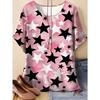 Fashion Women's Crew Neck Short Sleeve 3D Casual Color Printing Casual Short Sleeve Crew Neck T-Shirt