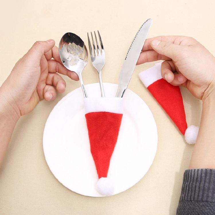 30pcs Mini Santa Hats Home Christmas Decor Lollipop Candy Cover Cup Bottle Cover