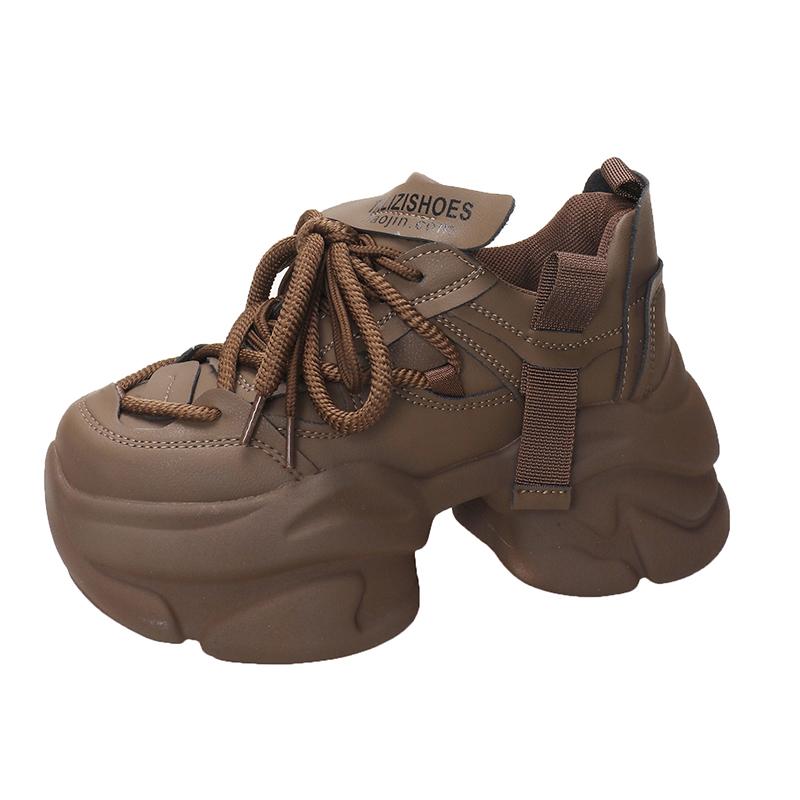 8CM Heels Autumn Chunky Sneakers for Women 2024 New Breathable Mesh Platform Sports Shoes Woman Thick Bottom Dad Shoes Ladies