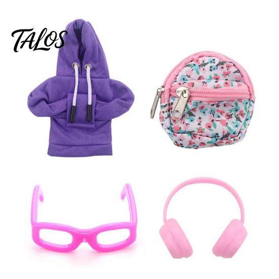 Detailed Mini Clothing for Ornaments Goose Accessories Set 7 Inch Desktop Goose, Includes Hooded Miniature Sweatshirt Small Backpack Glasses