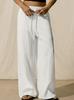 Women's Summer Solid Color Drawstring Micro Flare Pants with Pockets