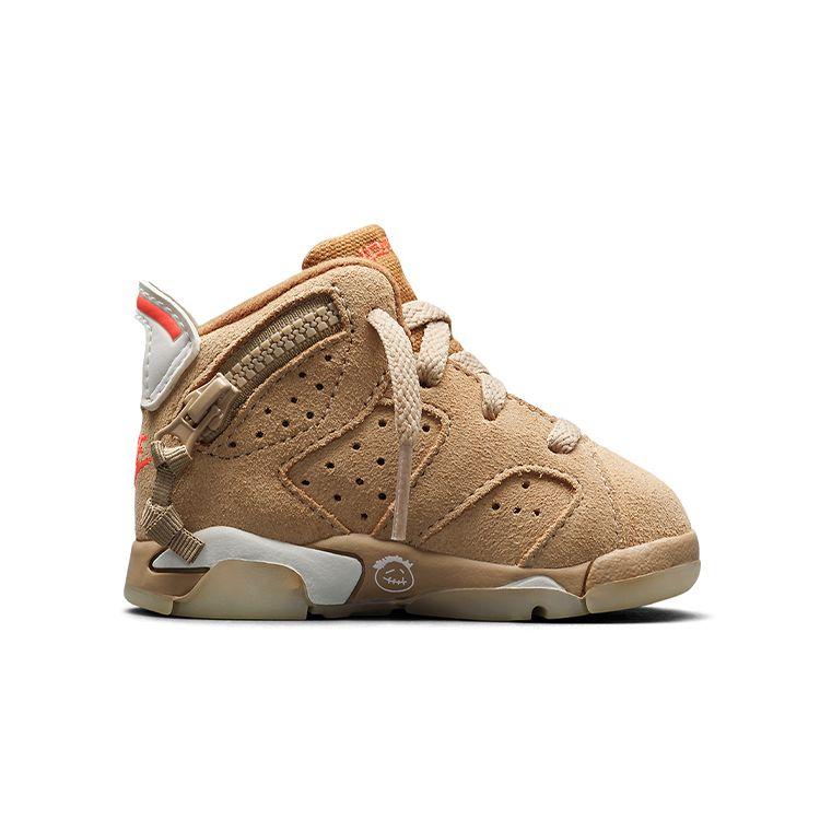Travis Scott x Air Jordan 6 Retro TD British Khaki Dětské tenisky Tan Sail Bright-Crimson DH0692-200
