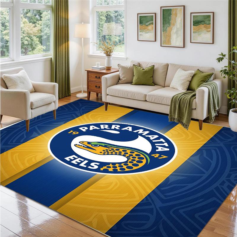 Parramatta Eels Design Crystal Velvet Rug Soft Decorative Mat for Bedroom Entrance