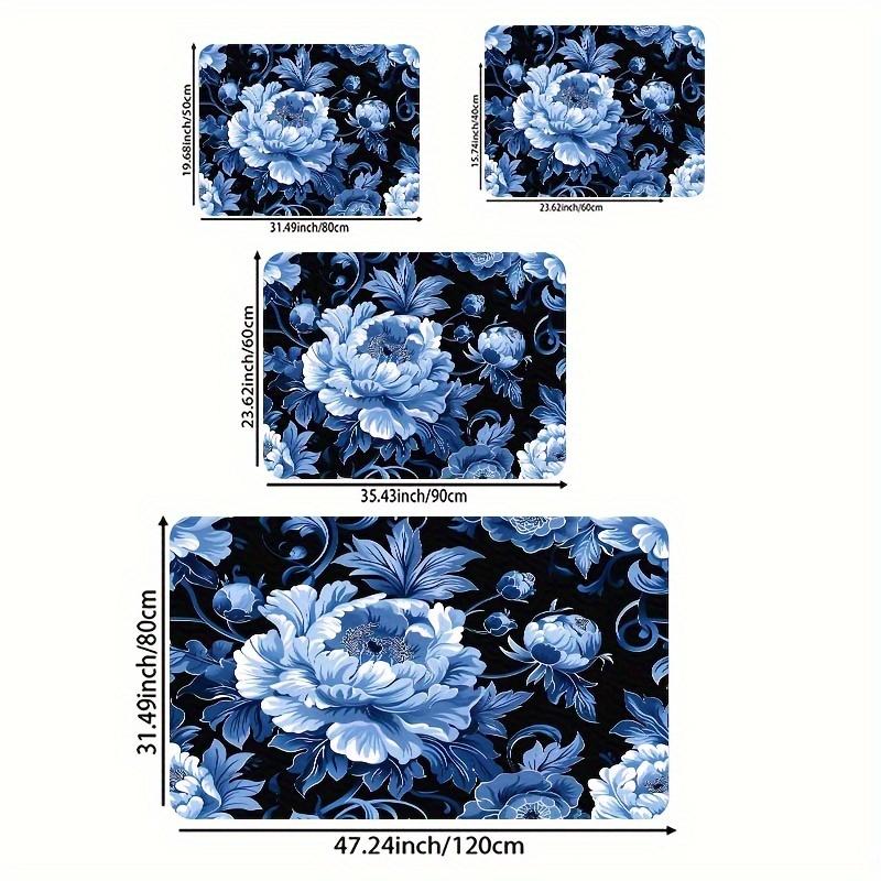 Minimalist Artistic Floral Gaming Room Rug, Decorative Indoor Floor Mat for Living Room, Bedroom, Kitchen and Bathroom