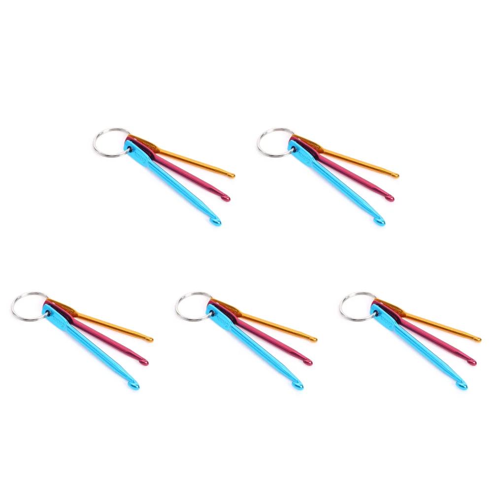 5Set 3pcs Mini Crochet Needles Aluminum Keychain Knitted Crochet Hooks  DIY Crafts Knitting Weaving Hair Needles Sewing Tool Set