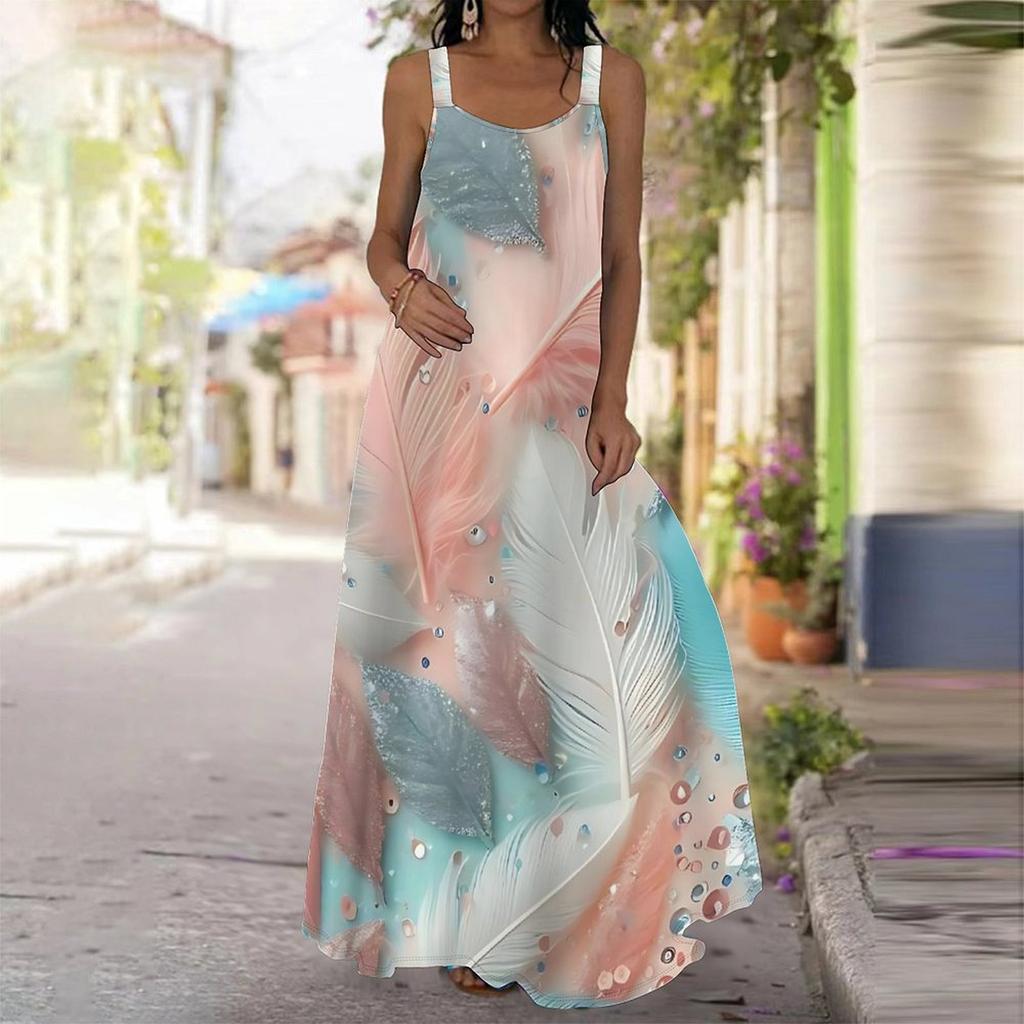Women's Slip Dress Maxi Long Dress Artistic Fluid Print Dress Spring & Summer Leisure Vacation